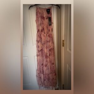 Chic Pink Floral Maxi Dress AMAZING Detail!